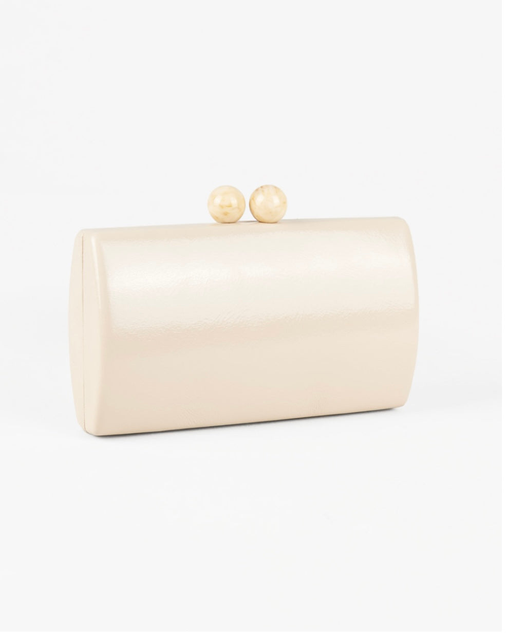 PATENT LEATHER BEADED CLUTCH BAG