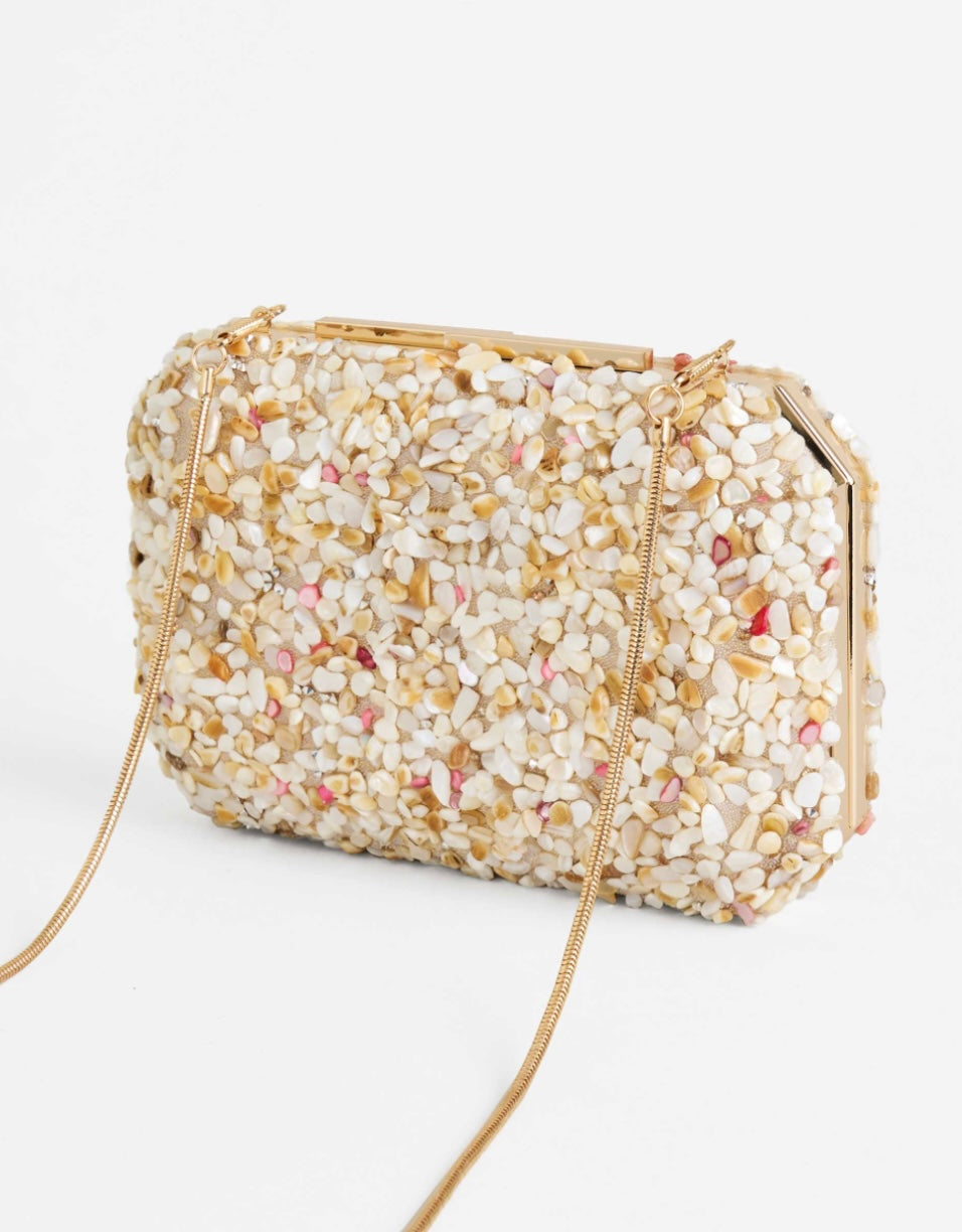 CLUTCH BAG RHINESTONES BEIGE