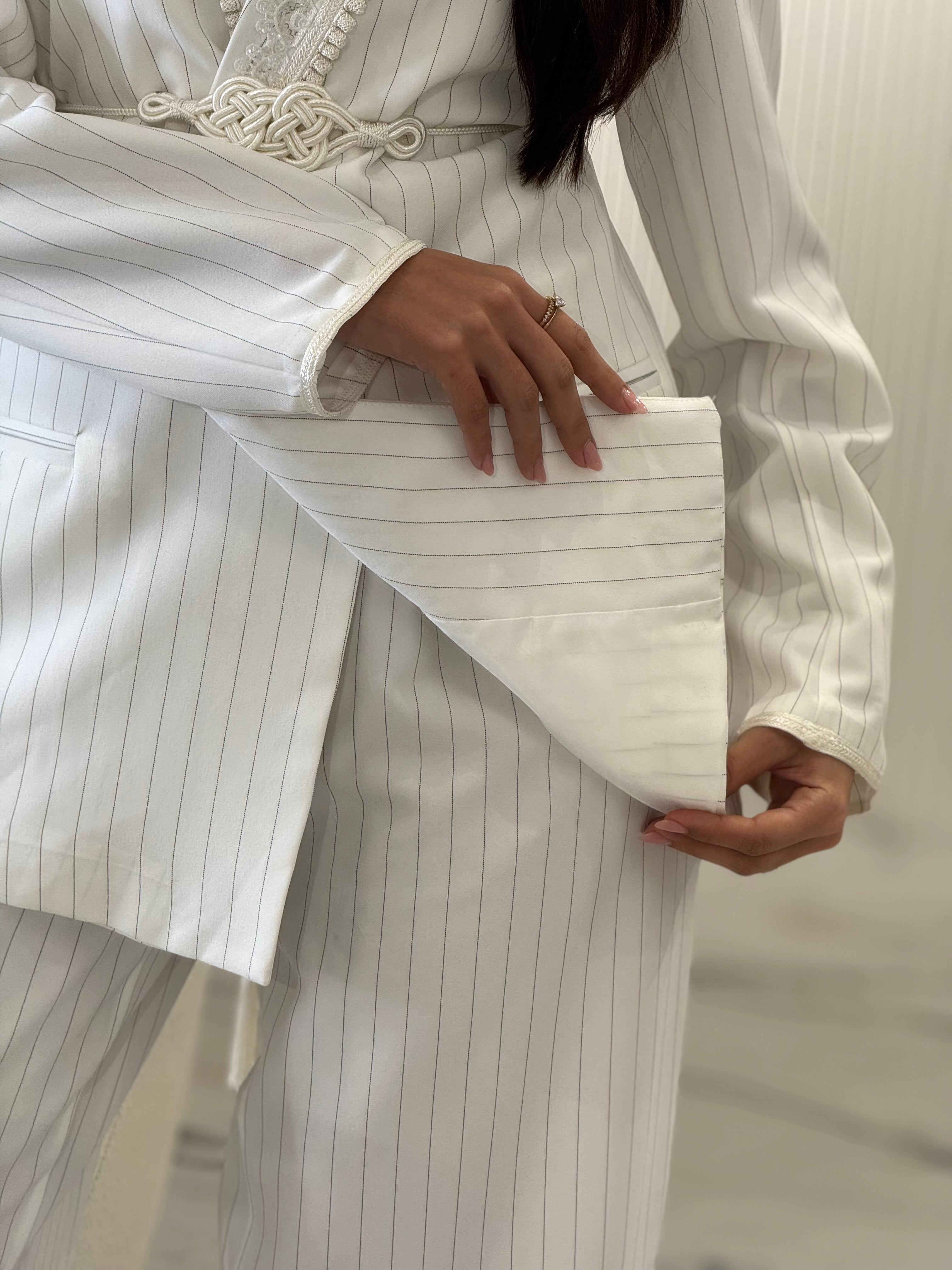 White striped Blazer set