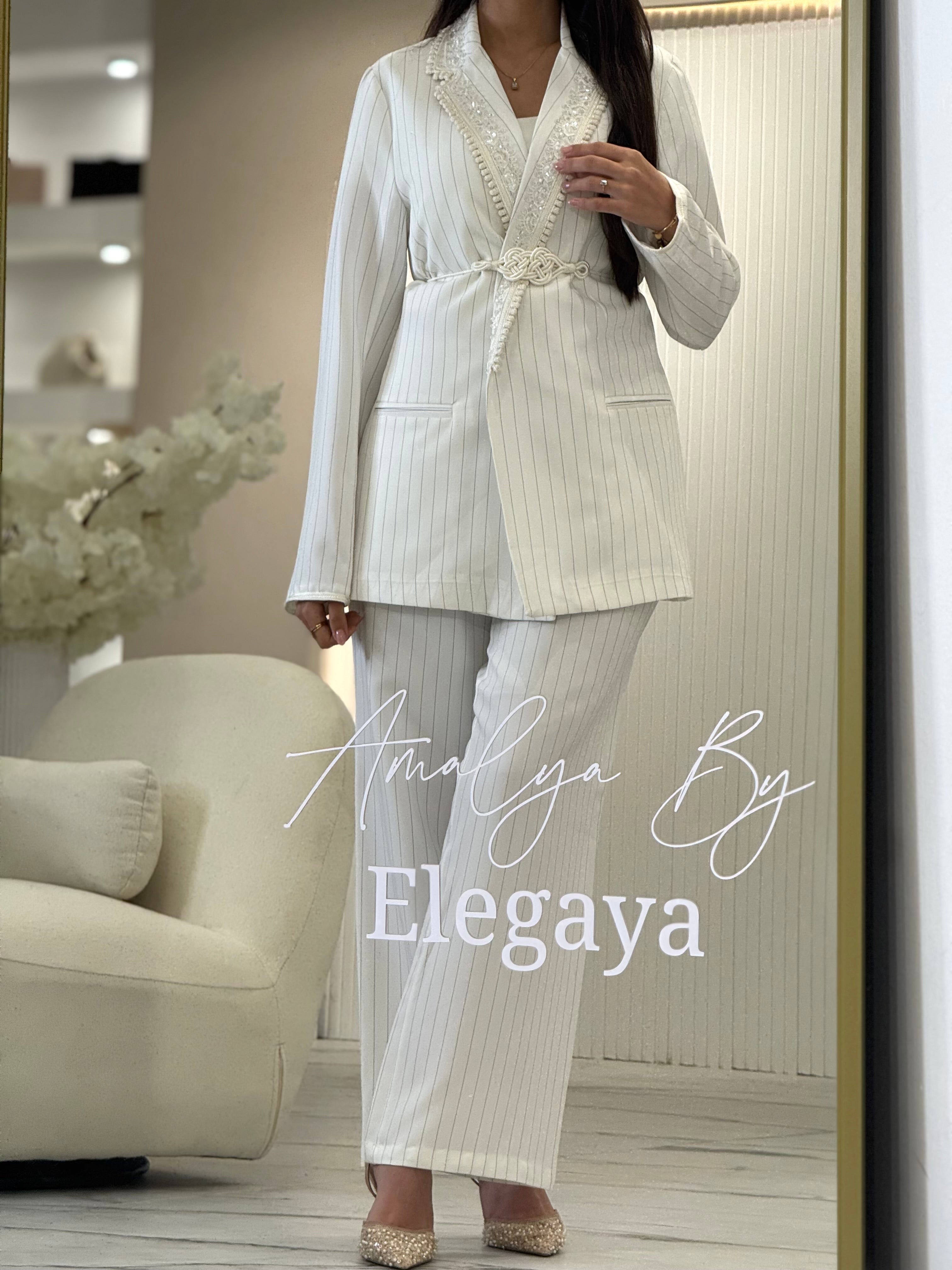 White striped Blazer set