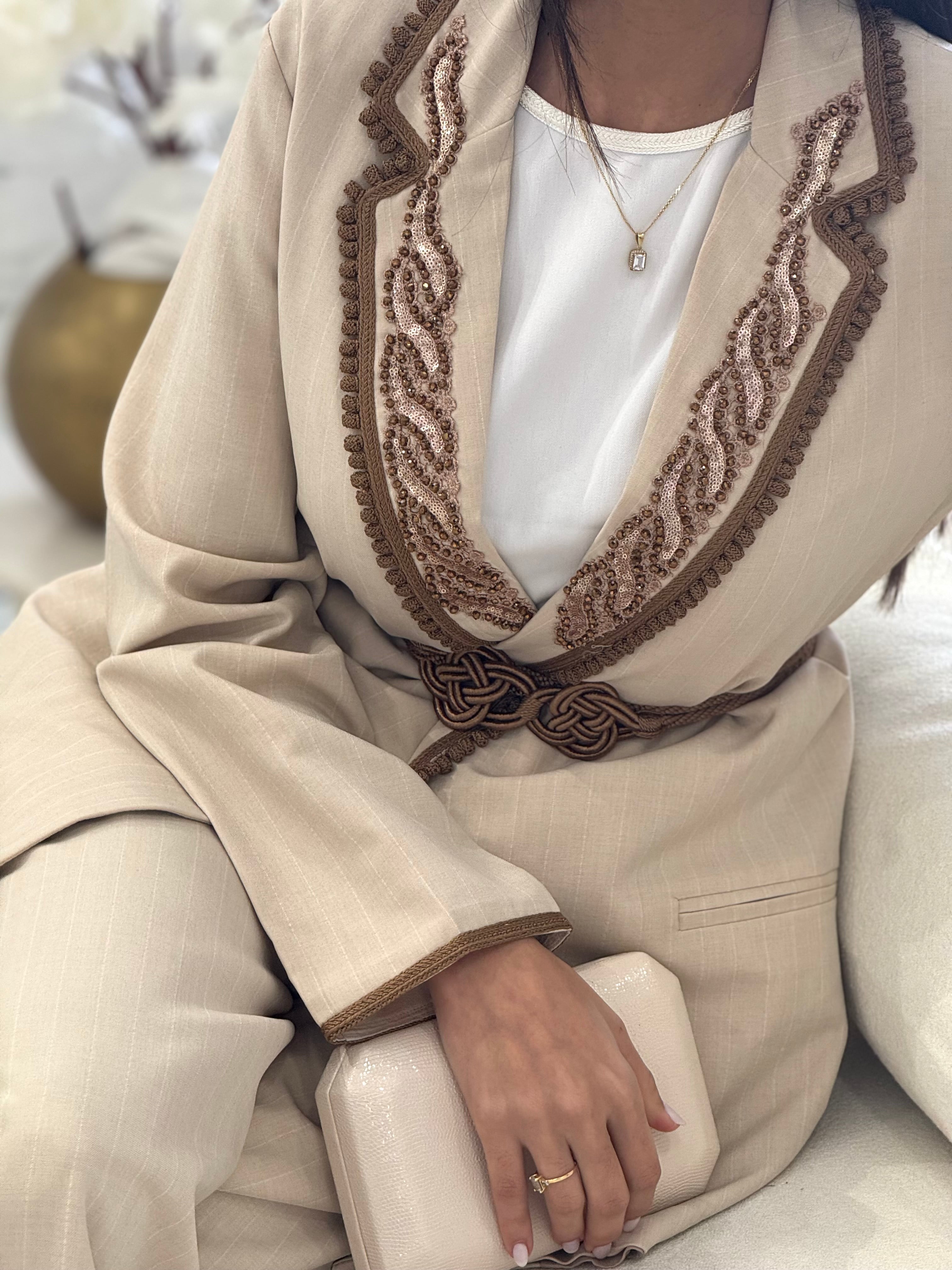 Brown Striped Blazer set